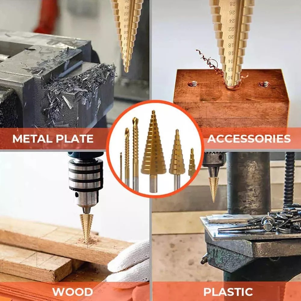 Miniatura 8 de Juego de 6 Brocas Escalonada de Acero